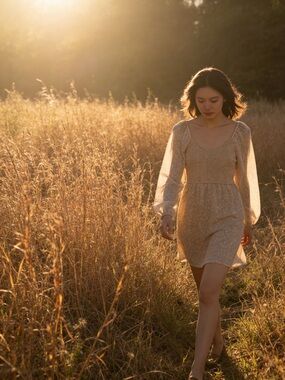 Japna Light Beige Floral Smocked Mini Dress